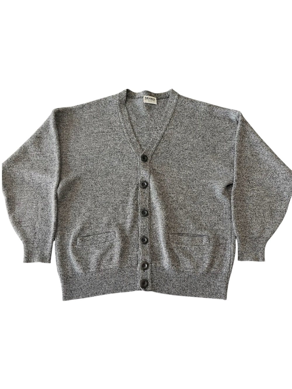 Vintage Moore's Gray V-Neck Button Grandpa Cardigan Sweater (XL)